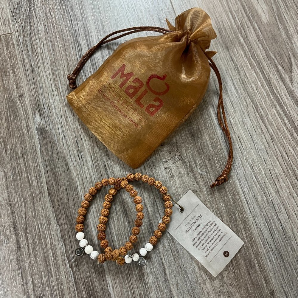 MALA COLLECTIVE • Peace Bracelet • Howlite, Rudraksha and Silver